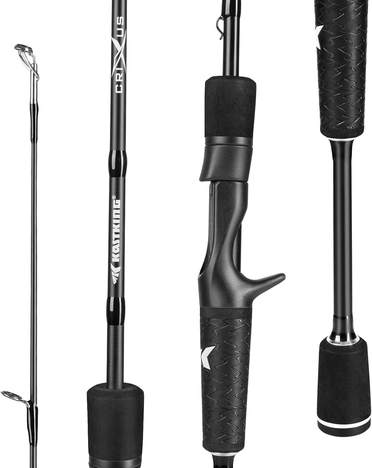 Crixus Fishing Rods,Im6 Graphite Spinning Rod & Casting Rod W/Zirconium Oxide Ring Stainless Steel Guides, Superpolymer Handle