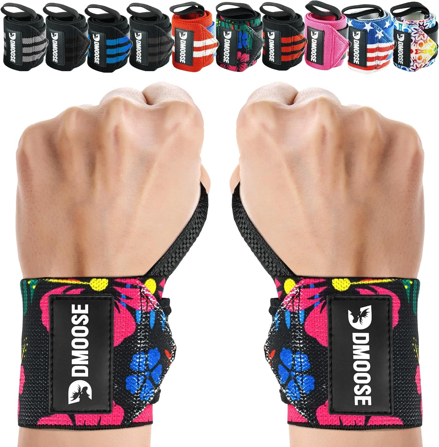 Wrist Wraps for Weightlifting 18" - Heavy Duty Gym Wrap with Hand Thumb Loop for Support & Pain Relief, USPA Approved Powerlifting, Weight Lifting Wrist Straps for Men & Women Work Out
