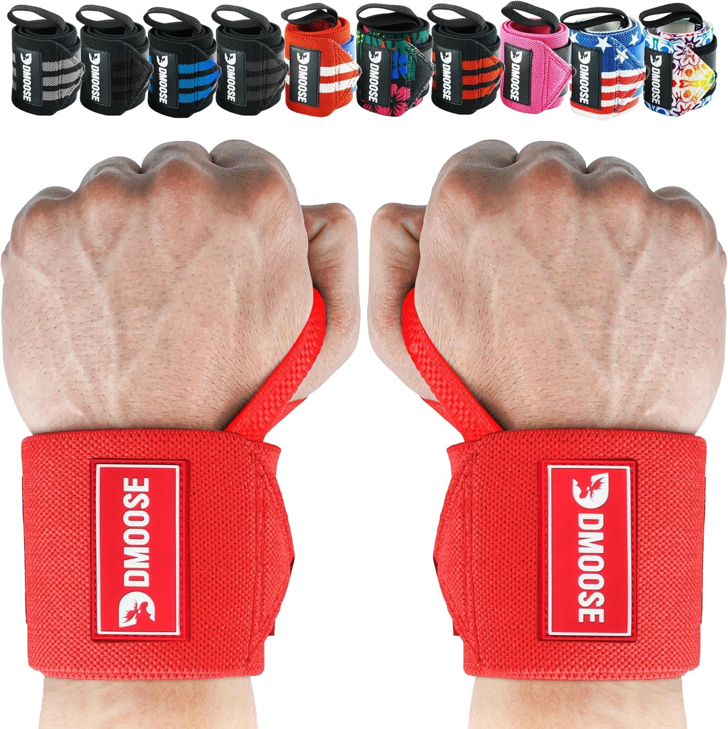 Wrist Wraps for Weightlifting 18" - Heavy Duty Gym Wrap with Hand Thumb Loop for Support & Pain Relief, USPA Approved Powerlifting, Weight Lifting Wrist Straps for Men & Women Work Out