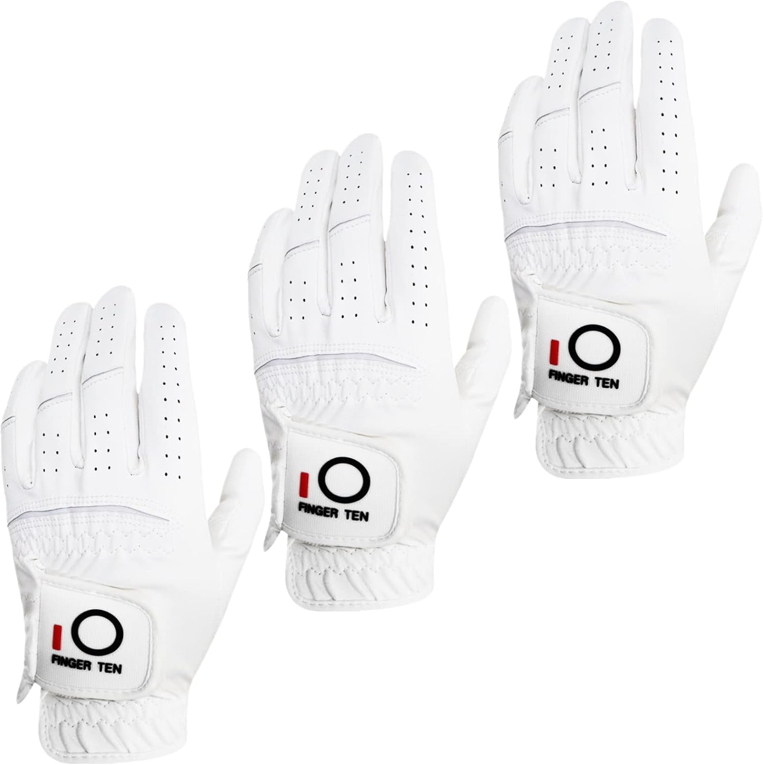 All Weather Grip Golf Gloves Men Value 3 Pack for Right Handed Golfer, Hot Wet Rain Grip & Comfort Soft Glove for Premium Performance, Colors White Black Blue Sizes S M L XL