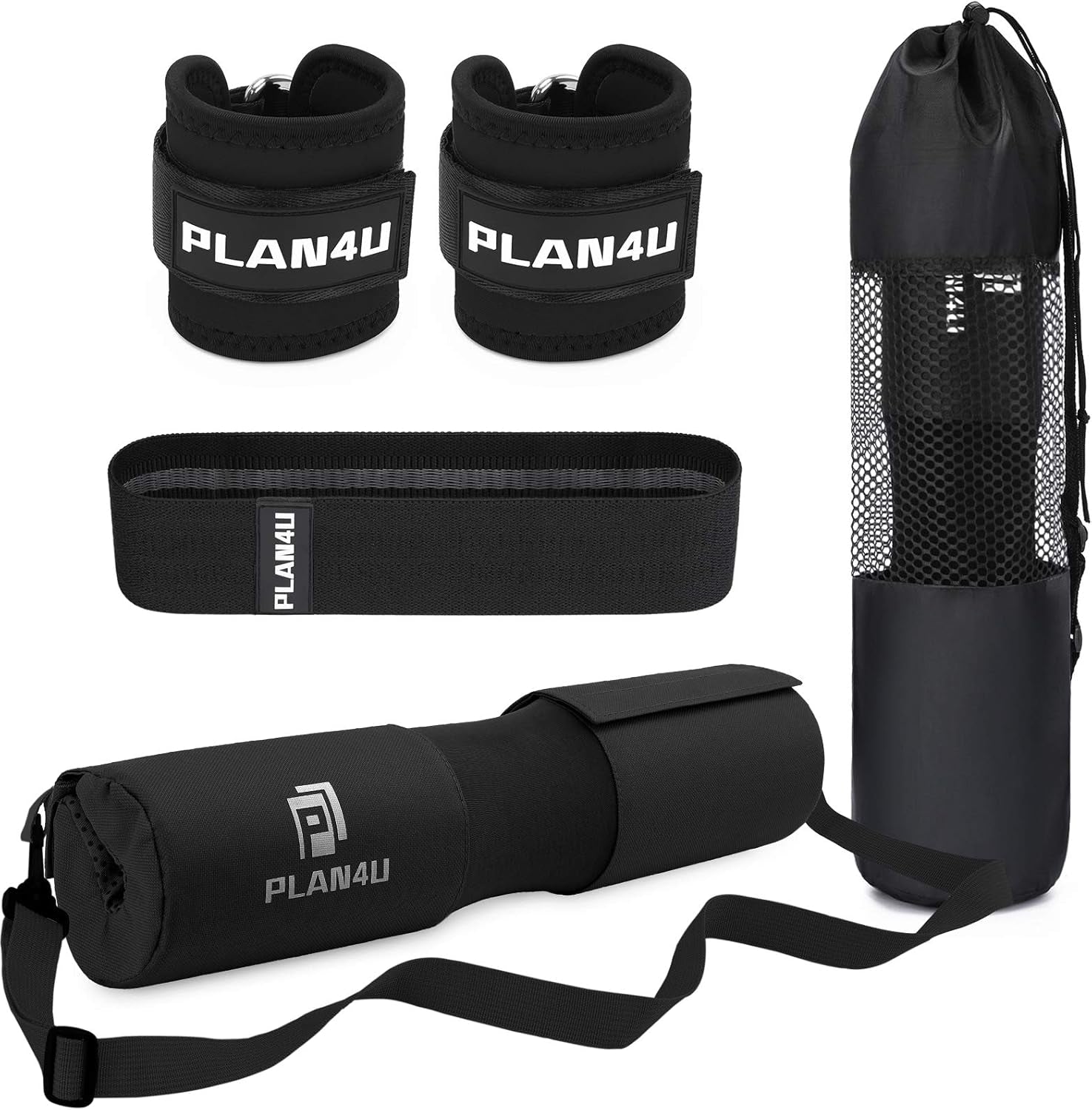 Barbell Pad Set for Squat Hip Thrusts, Upgraded Workout Foam Weight Lifting Bar Cushion Shoulder Neck Support with Anti-Slip Grain, Fits Standard Olympic Bars & Smith Machine