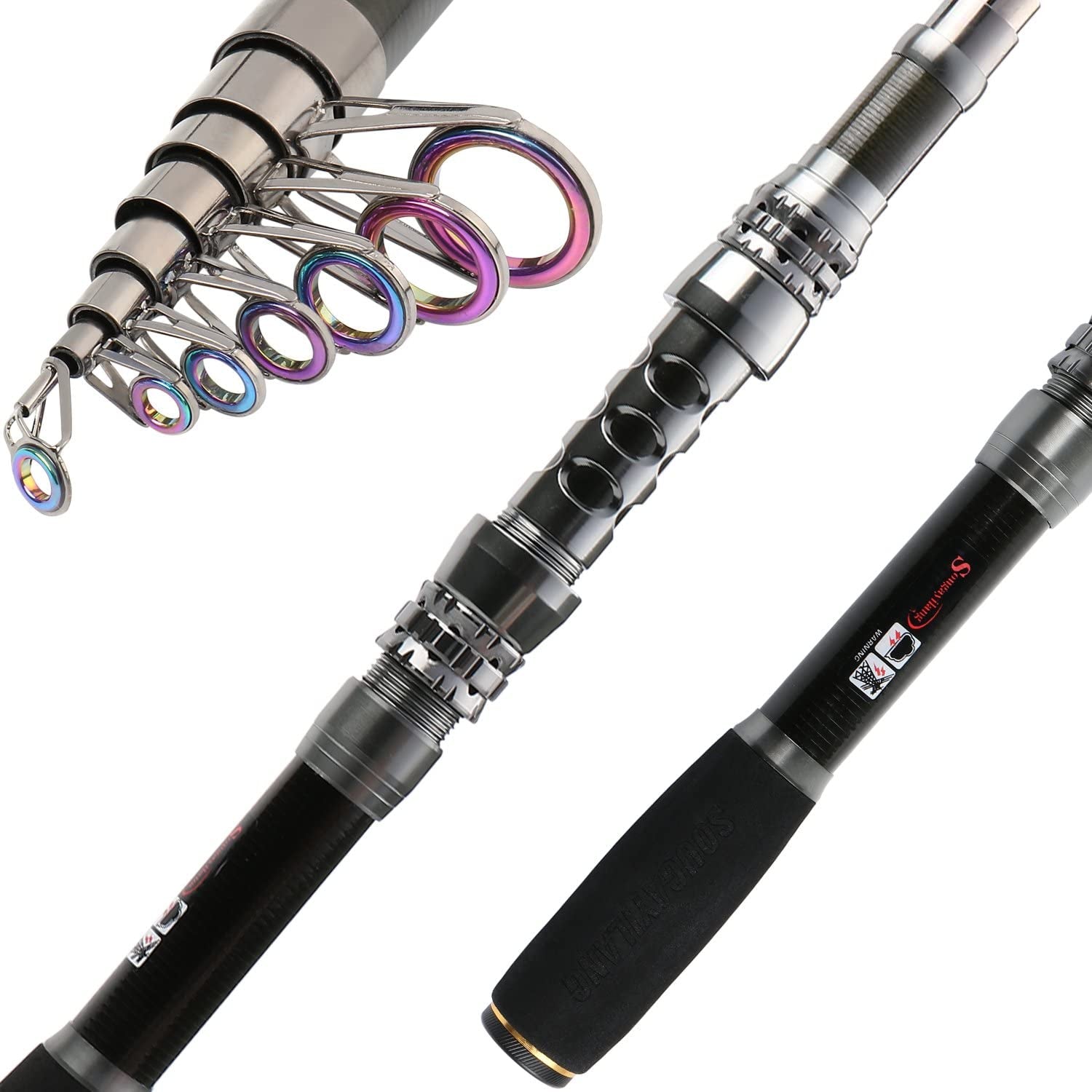 Fishing Rod Reel Combo with Telescopic Fishing Pole Spinning Reel Carrier Bag for Travel Saltwater Freshwater Fishing