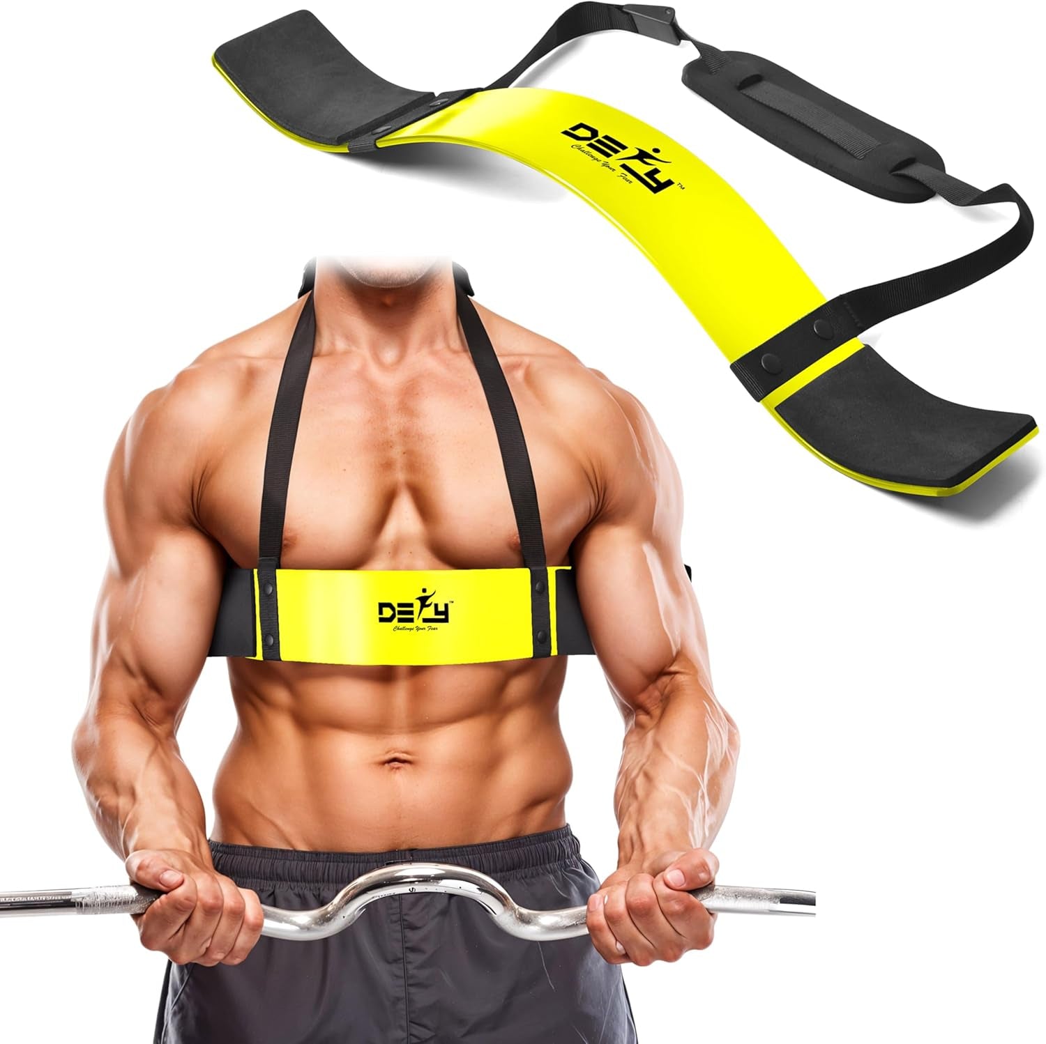 DEFY Arm Blaster for Biceps and Triceps Adjustable Curl Support with Durable 7Mm Aluminum Plate and Neck Pad for Strength Training Bodybuilding Isolator Curl Machine