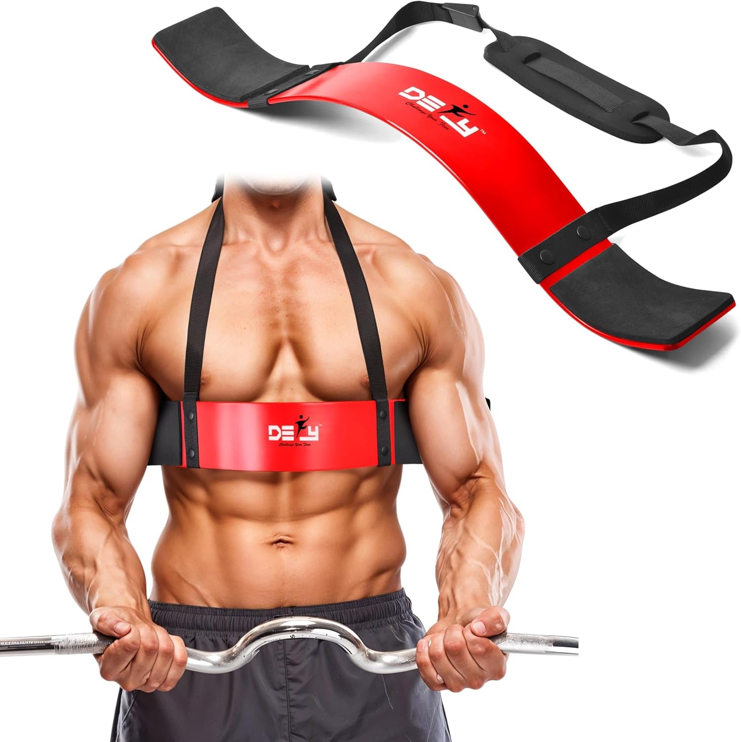 DEFY Arm Blaster for Biceps and Triceps Adjustable Curl Support with Durable 7Mm Aluminum Plate and Neck Pad for Strength Training Bodybuilding Isolator Curl Machine