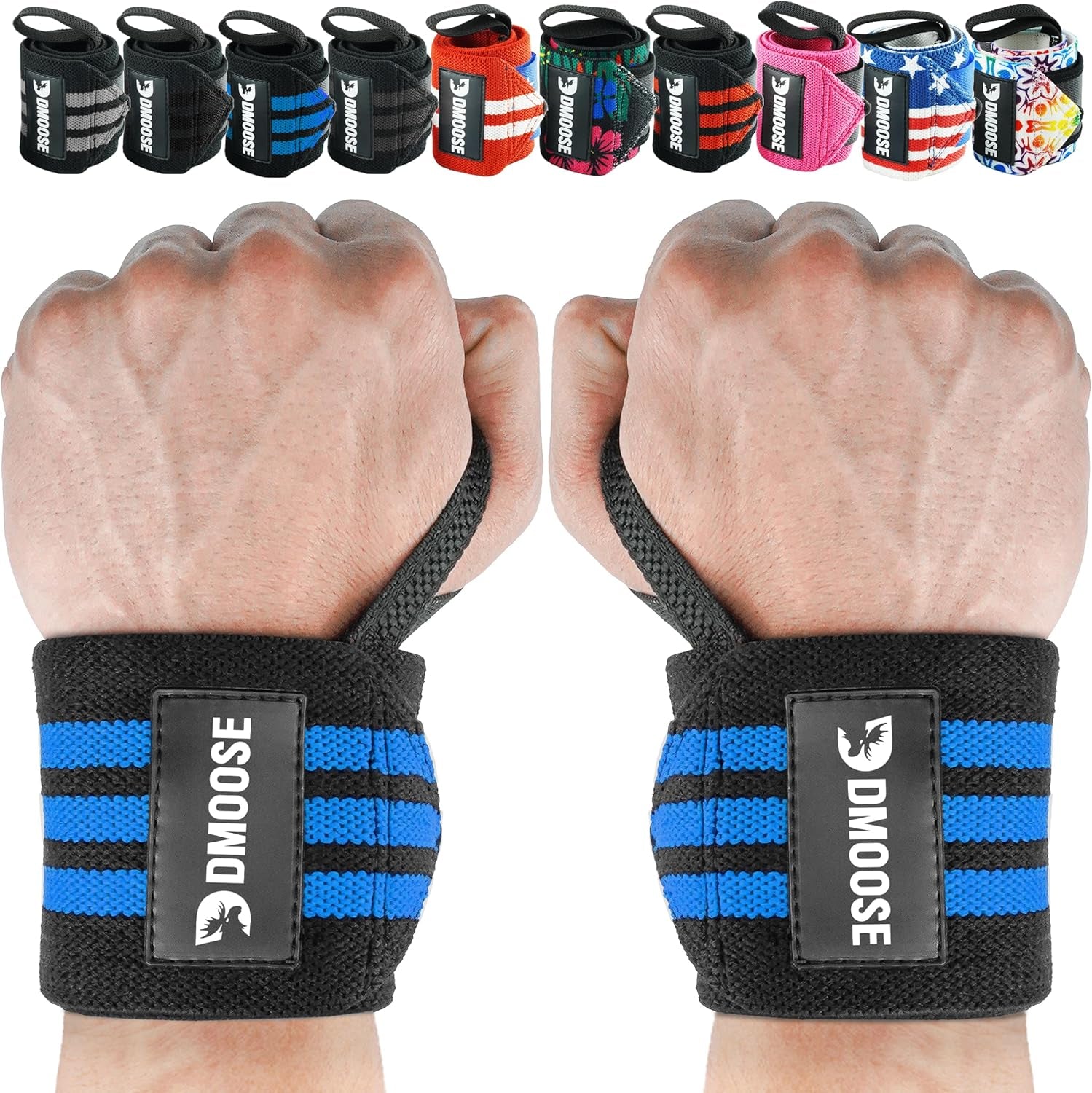 Wrist Wraps for Weightlifting 18" - Heavy Duty Gym Wrap with Hand Thumb Loop for Support & Pain Relief, USPA Approved Powerlifting, Weight Lifting Wrist Straps for Men & Women Work Out