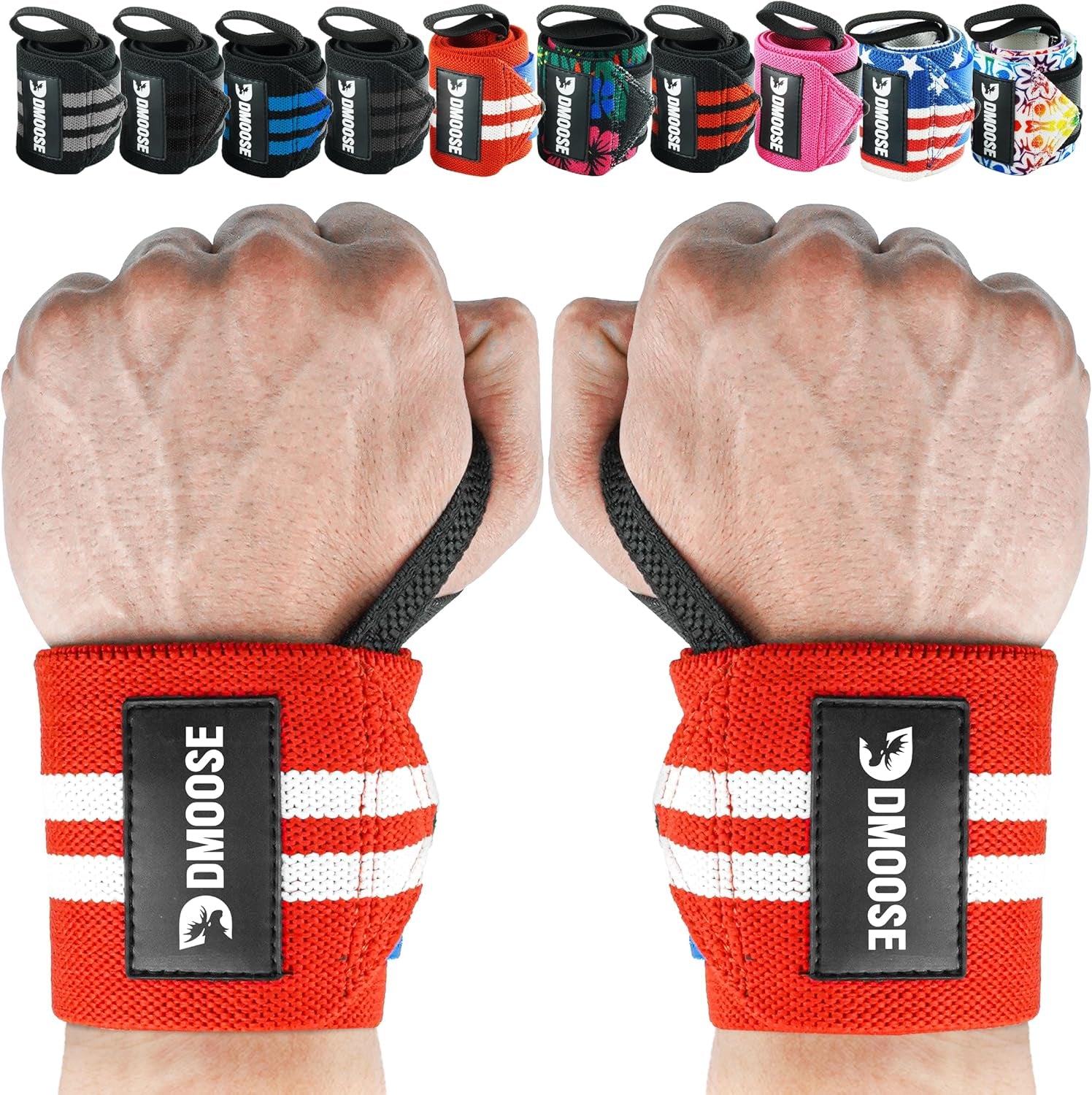 Wrist Wraps for Weightlifting 18" - Heavy Duty Gym Wrap with Hand Thumb Loop for Support & Pain Relief, USPA Approved Powerlifting, Weight Lifting Wrist Straps for Men & Women Work Out