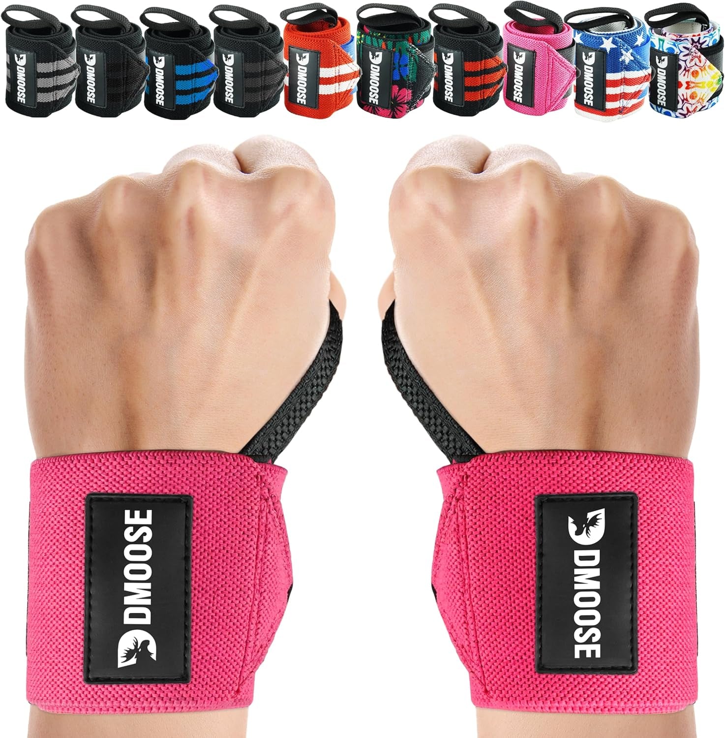 Wrist Wraps for Weightlifting 18" - Heavy Duty Gym Wrap with Hand Thumb Loop for Support & Pain Relief, USPA Approved Powerlifting, Weight Lifting Wrist Straps for Men & Women Work Out