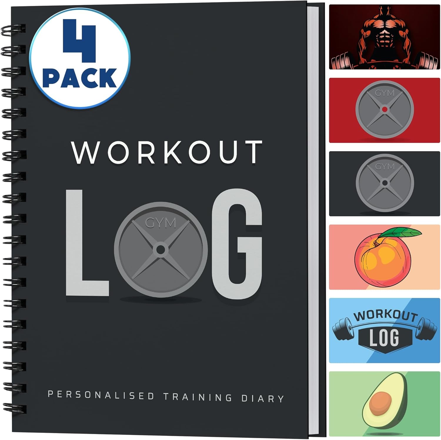 Workout Planner for Daily Fitness Tracking & Goals Setting - A5 Size, 6” X 8”, Charcoal Gray - Men & Women Personal Home & Gym Training Diary - Log Book Journal - by