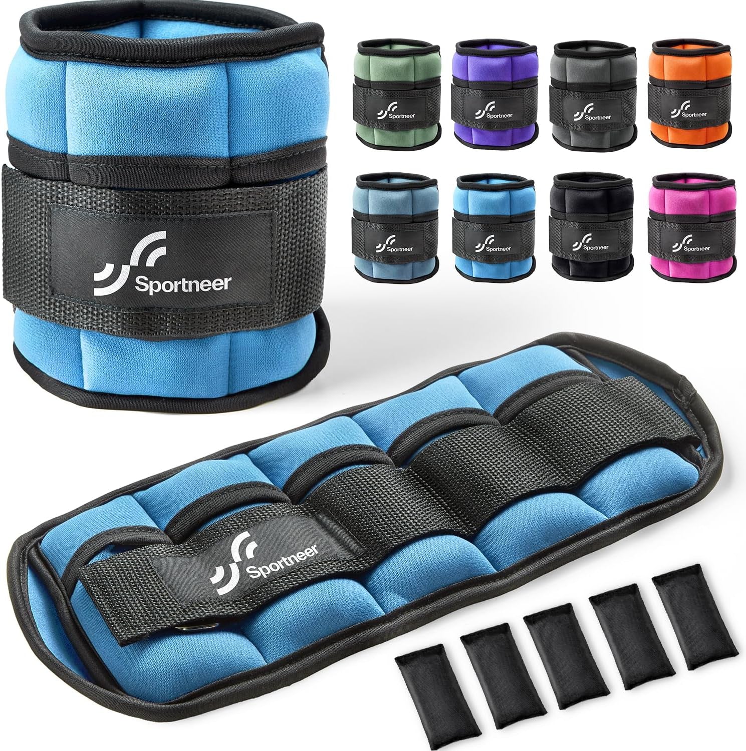 Adjustable Ankle Wrist Weights for Men Women Kids, Adjustable Leg & Cuff Weight Straps for Fitness, Walking, Running, Aerobics, Yoga, Gym | 2 Lbs for Each Ankle, 1 Pair Total Weight 4 Lbs