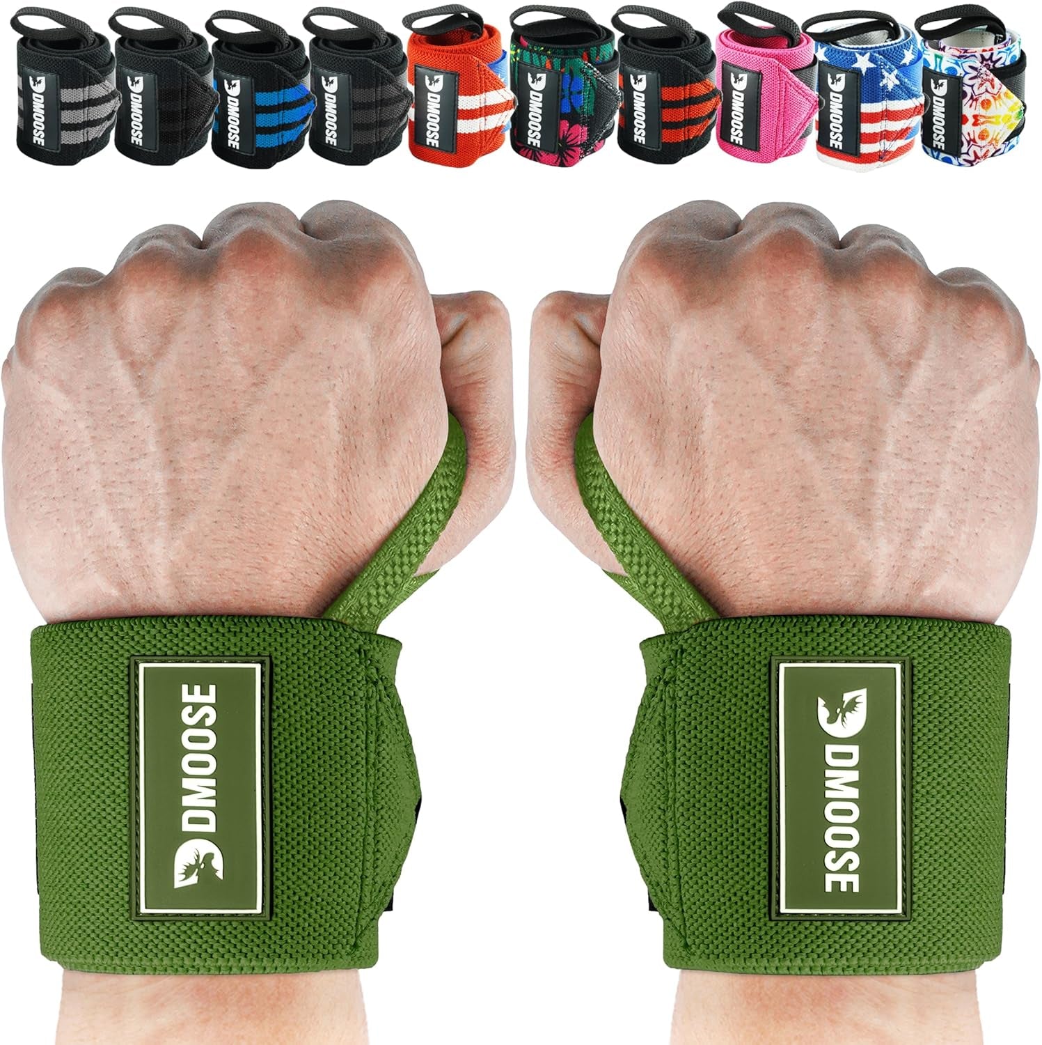 Wrist Wraps for Weightlifting 18" - Heavy Duty Gym Wrap with Hand Thumb Loop for Support & Pain Relief, USPA Approved Powerlifting, Weight Lifting Wrist Straps for Men & Women Work Out