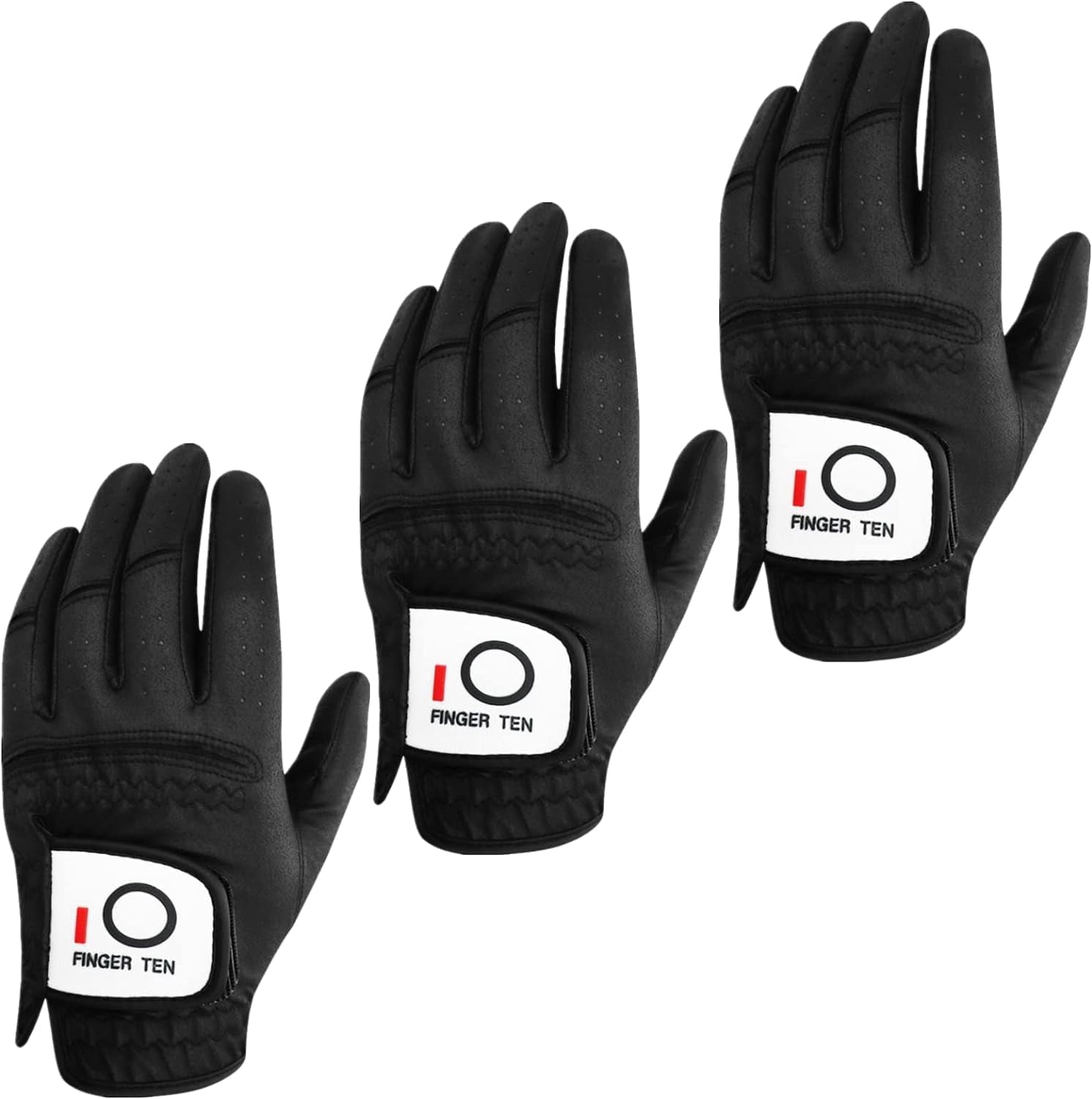 All Weather Grip Golf Gloves Men Value 3 Pack for Right Handed Golfer, Hot Wet Rain Grip & Comfort Soft Glove for Premium Performance, Colors White Black Blue Sizes S M L XL