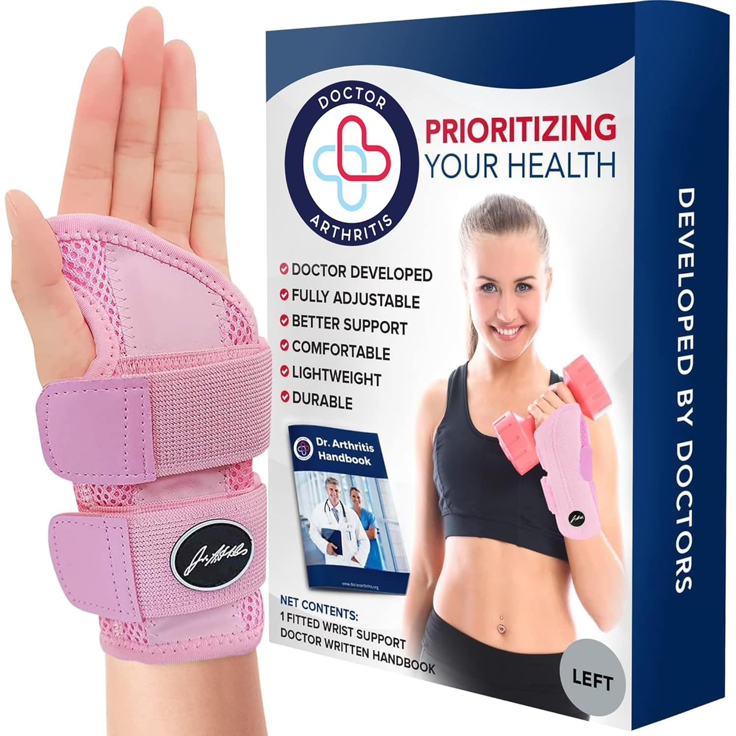 Doctor Developed Carpal Tunnel Wrist Brace for Night Support - Wrist Brace for Carpal Tunnel with Wrist Splint - Sleep Brace for Sprained Wrist - F.D.A Medical Device & Handbook (Right Hand)