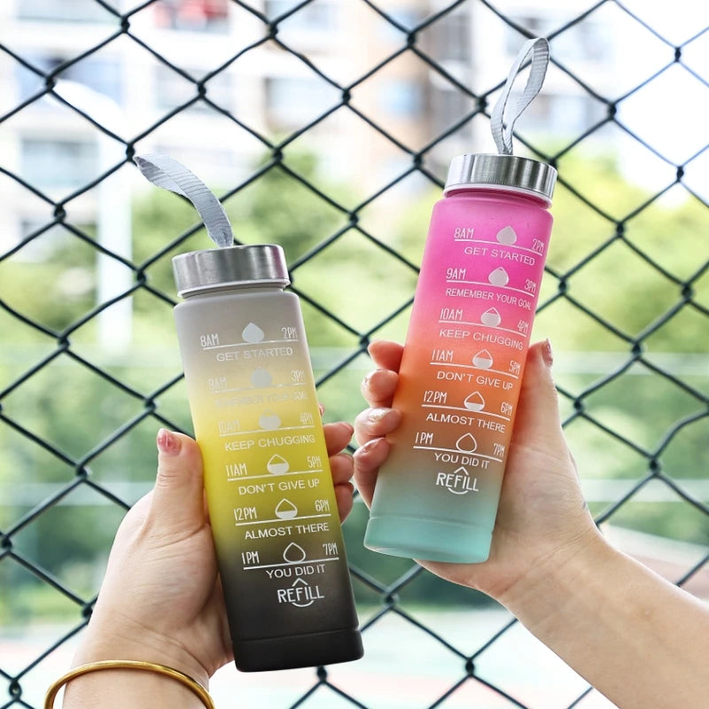 800ML Large Capacity Sports Water Bottle Leak Proof Plastic Drinking Cup with Scale Suitable for Travel Fitness Leakproof