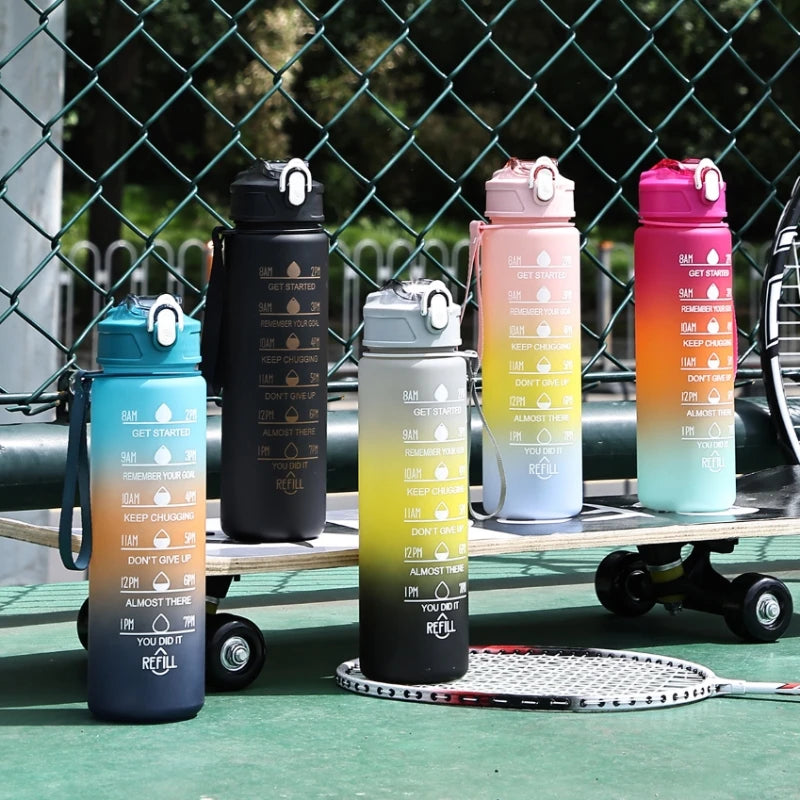 800ML Large Capacity Sports Water Bottle Leak Proof Plastic Drinking Cup with Scale Suitable for Travel Fitness Leakproof
