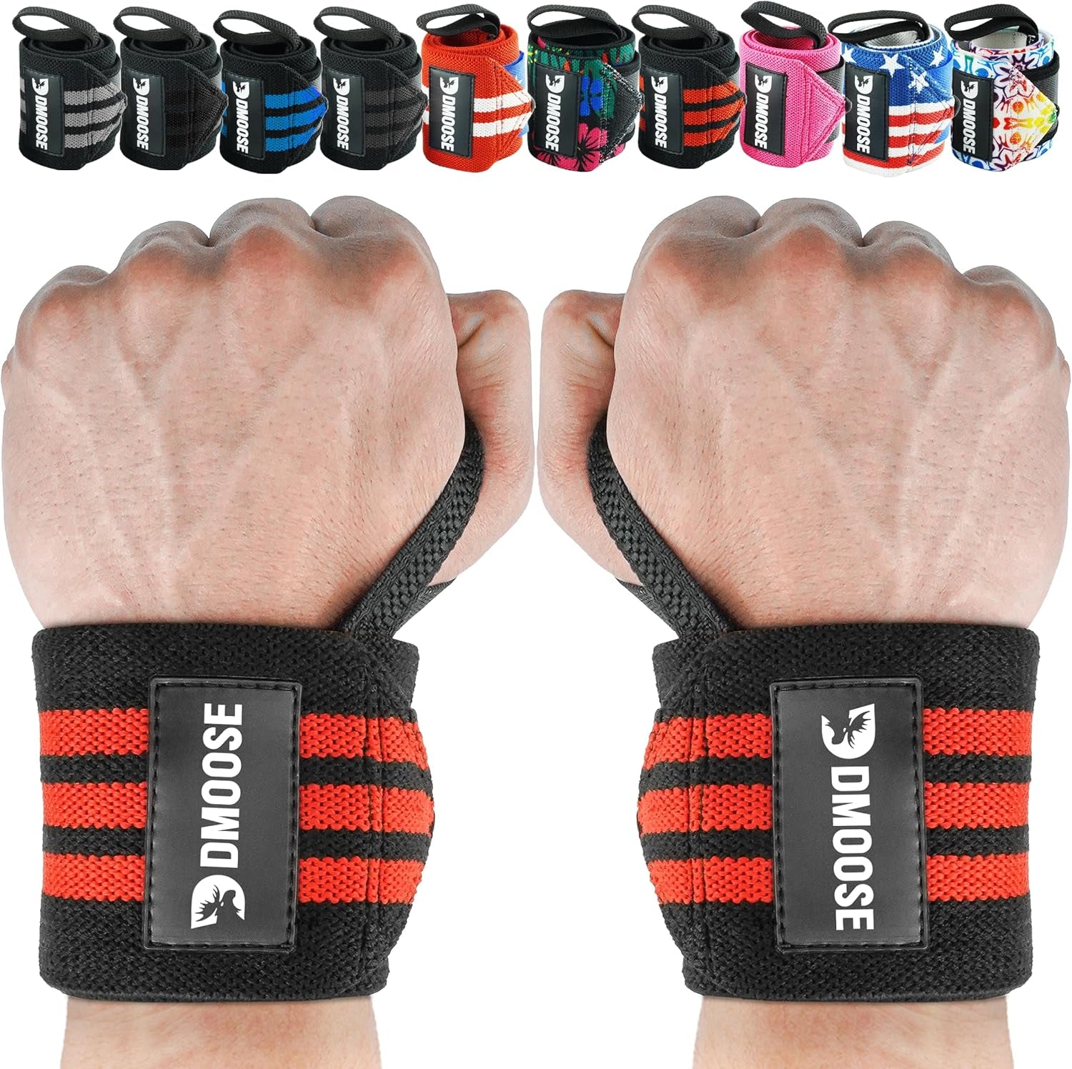 Wrist Wraps for Weightlifting 18" - Heavy Duty Gym Wrap with Hand Thumb Loop for Support & Pain Relief, USPA Approved Powerlifting, Weight Lifting Wrist Straps for Men & Women Work Out