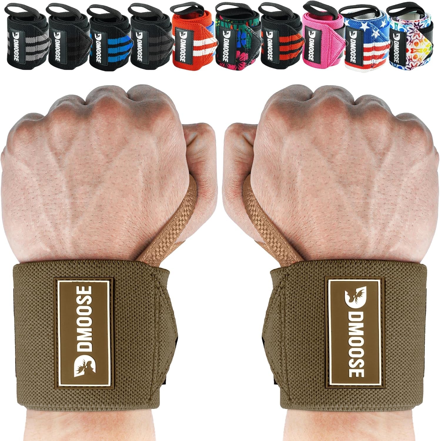 Wrist Wraps for Weightlifting 18" - Heavy Duty Gym Wrap with Hand Thumb Loop for Support & Pain Relief, USPA Approved Powerlifting, Weight Lifting Wrist Straps for Men & Women Work Out