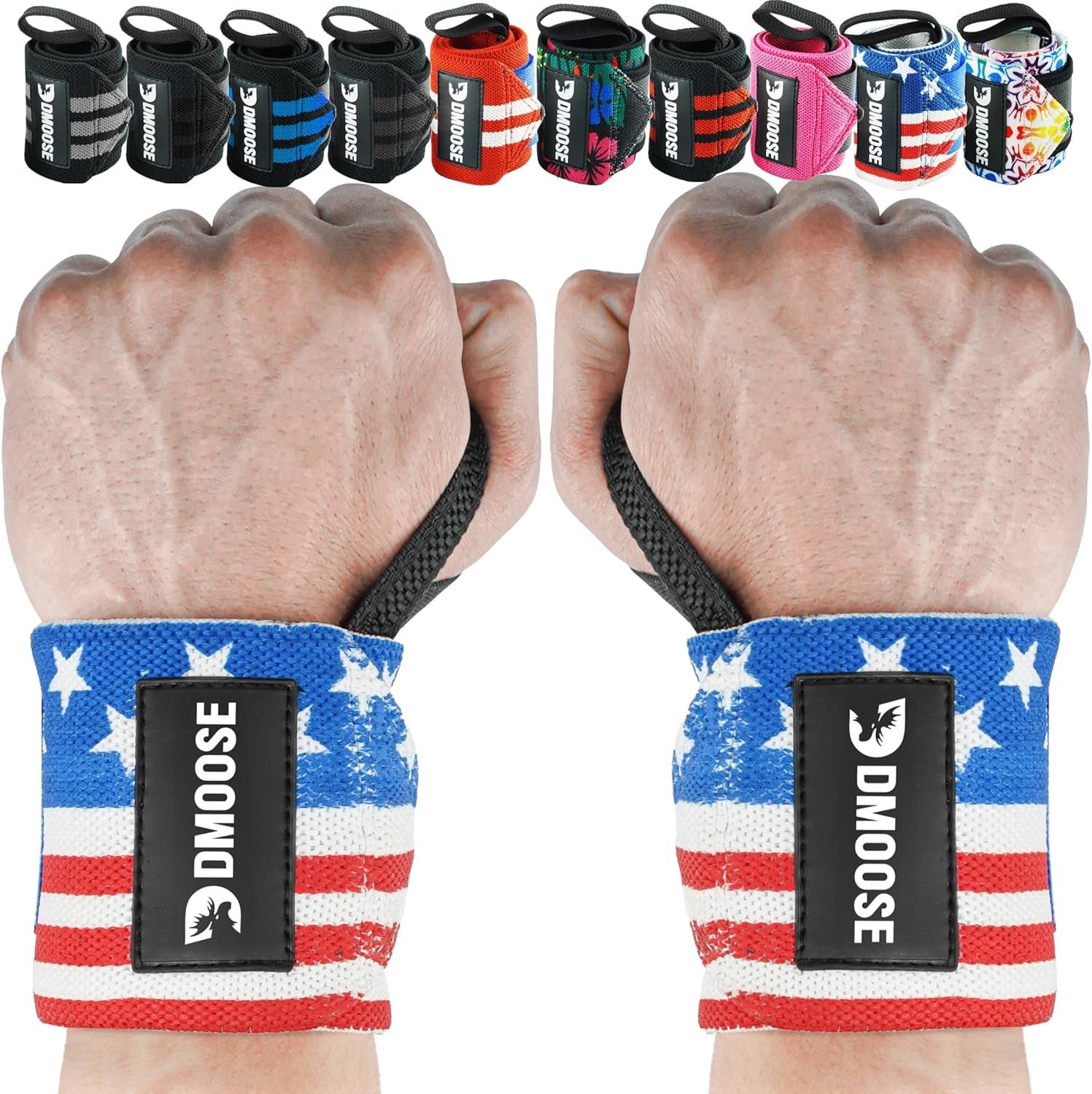 Wrist Wraps for Weightlifting 18" - Heavy Duty Gym Wrap with Hand Thumb Loop for Support & Pain Relief, USPA Approved Powerlifting, Weight Lifting Wrist Straps for Men & Women Work Out