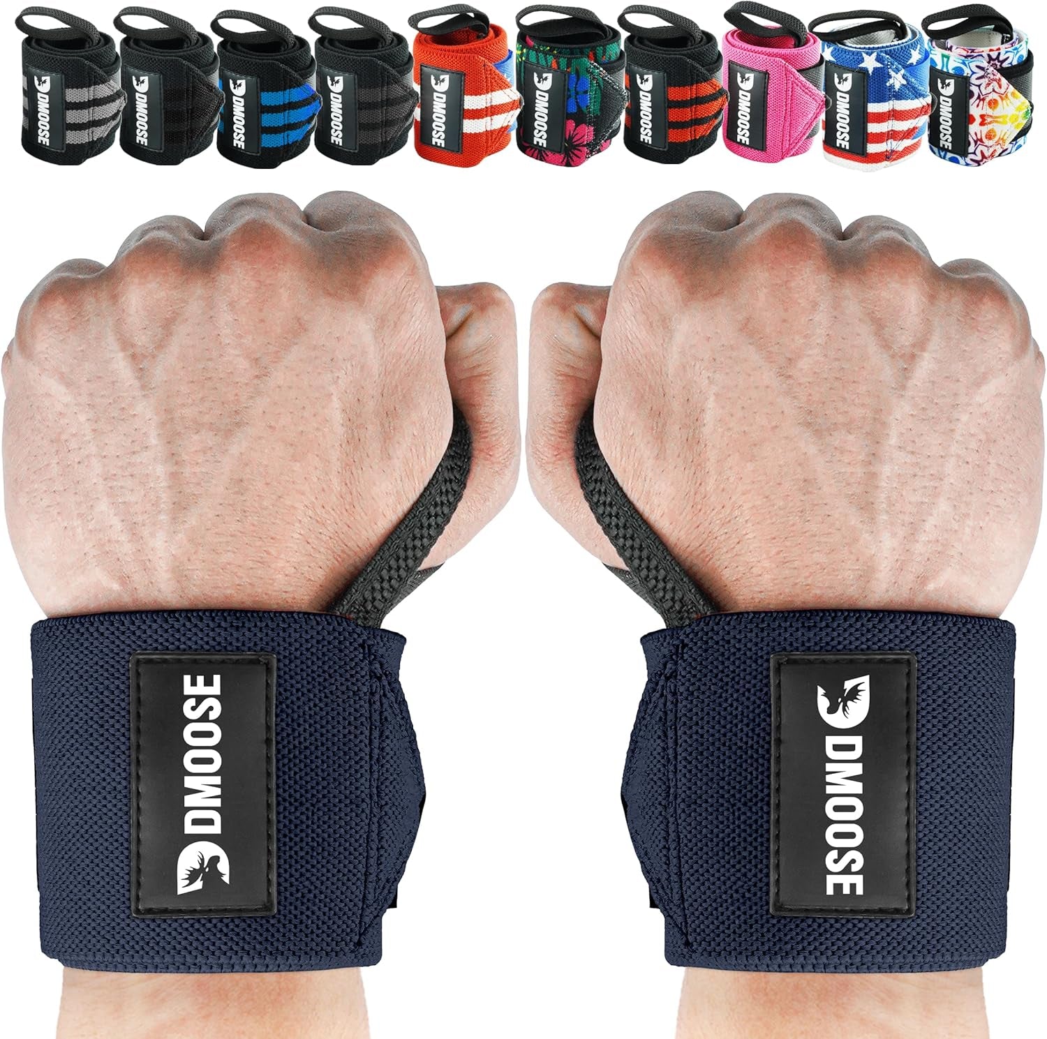 Wrist Wraps for Weightlifting 18" - Heavy Duty Gym Wrap with Hand Thumb Loop for Support & Pain Relief, USPA Approved Powerlifting, Weight Lifting Wrist Straps for Men & Women Work Out