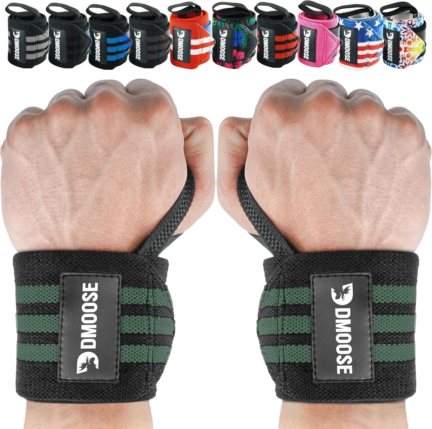 Wrist Wraps for Weightlifting 18" - Heavy Duty Gym Wrap with Hand Thumb Loop for Support & Pain Relief, USPA Approved Powerlifting, Weight Lifting Wrist Straps for Men & Women Work Out