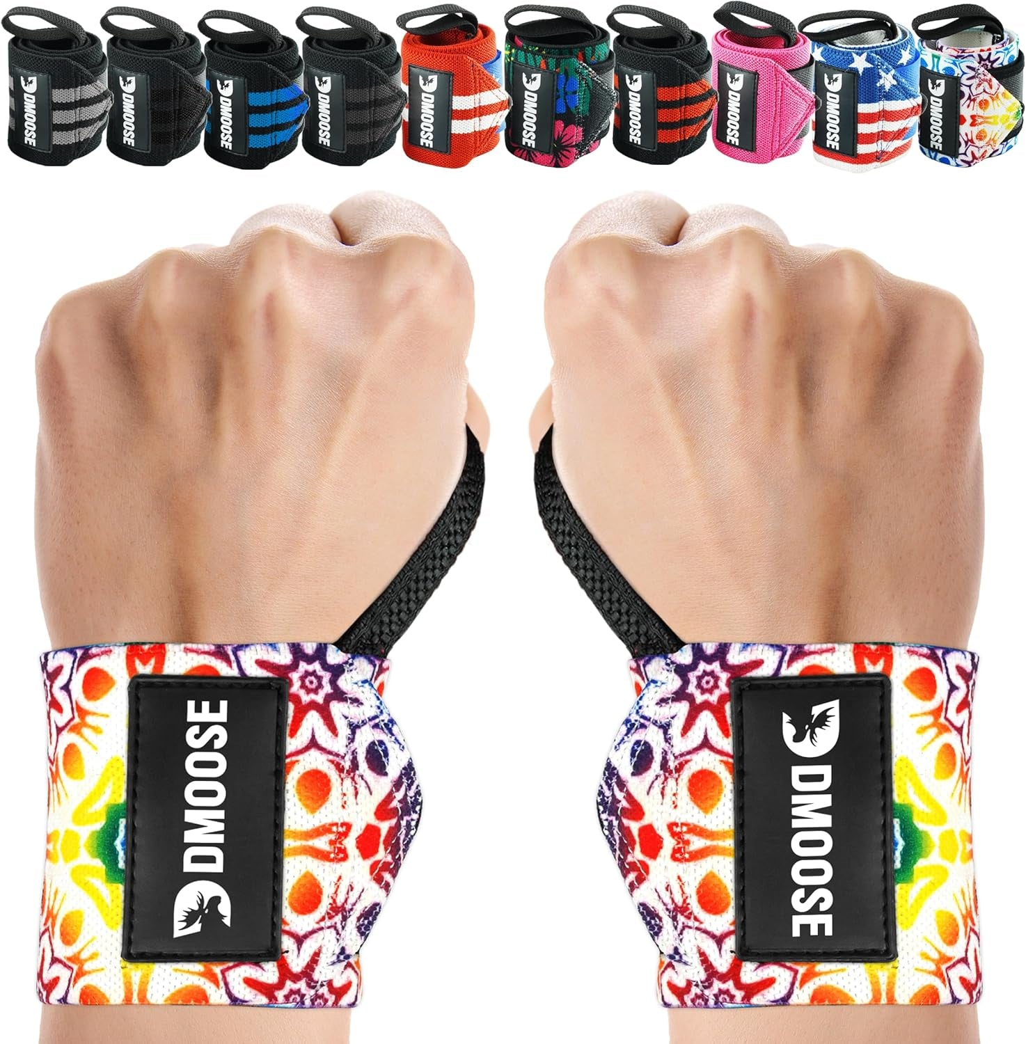 Wrist Wraps for Weightlifting 18" - Heavy Duty Gym Wrap with Hand Thumb Loop for Support & Pain Relief, USPA Approved Powerlifting, Weight Lifting Wrist Straps for Men & Women Work Out