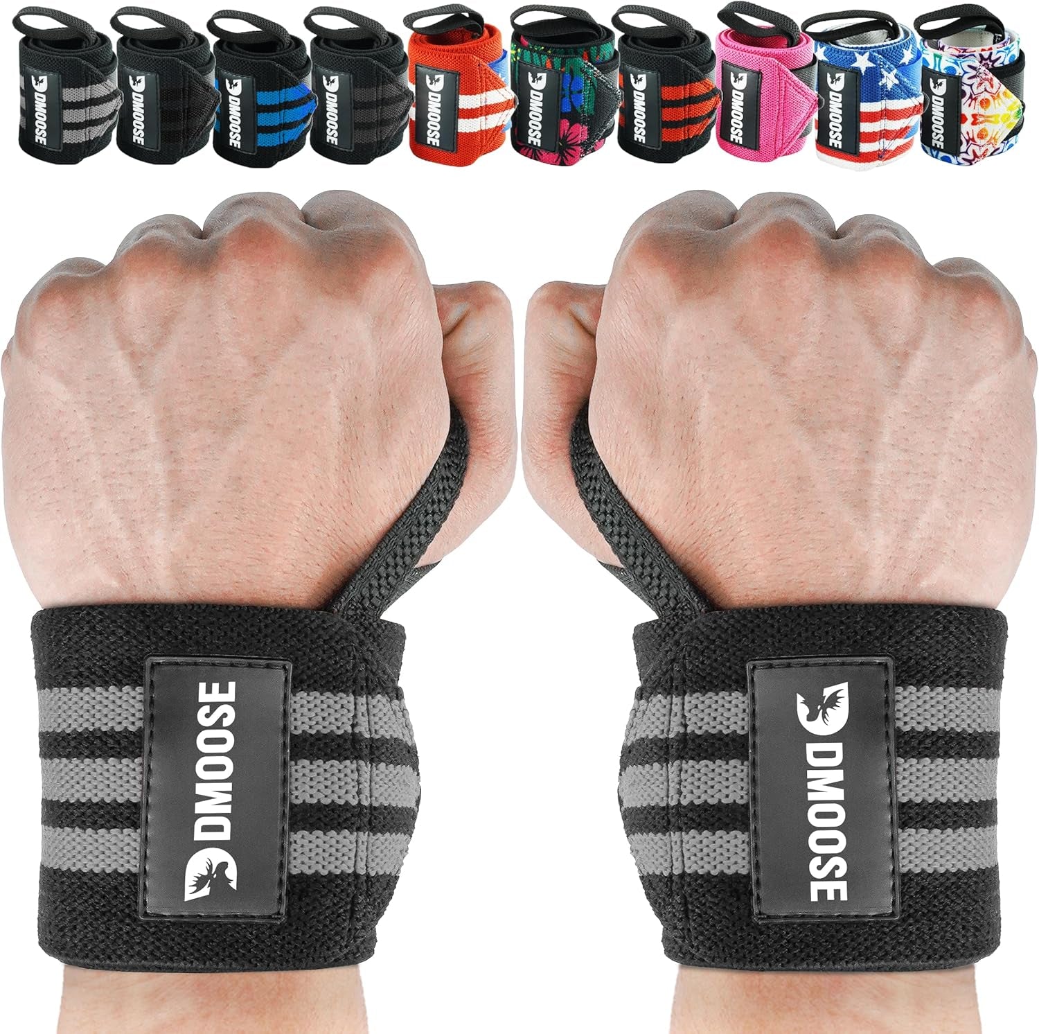 Wrist Wraps for Weightlifting 18" - Heavy Duty Gym Wrap with Hand Thumb Loop for Support & Pain Relief, USPA Approved Powerlifting, Weight Lifting Wrist Straps for Men & Women Work Out